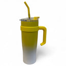 Copo Térmico Grande com Canudo e Alça – 1200ml Inox Kreiz KR CBB01 - Amarelo