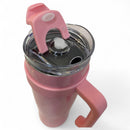 Copo Térmico Grande com Canudo e Alça – 1200ml Inox Kreiz KR CBB01 - Rosa