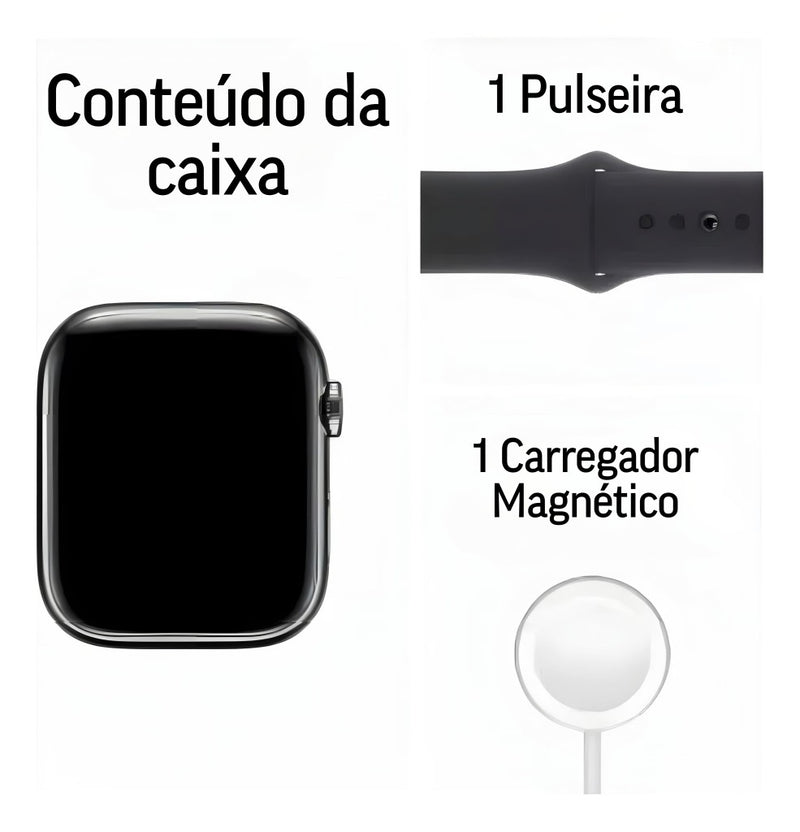 Relógio Inteligente Smartwatch W57 Pro Max NFC Bazik Prime + 7 Pulseiras